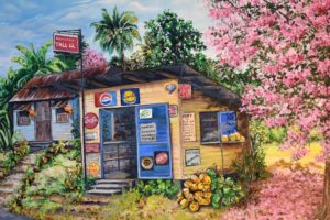 painting of caribbean parlor by Karin Best